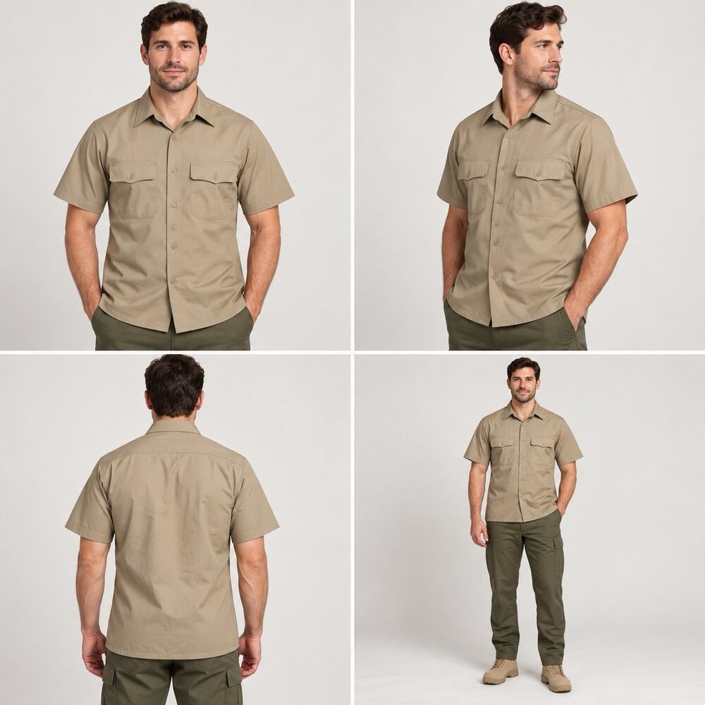 Defense Logistics Agency Men’s Uniform Shirt Size 16 Regular Tan Short Sleeve